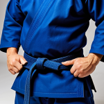 A professional adult male judoka, fully clothed in a sturdy, dark blue double weave judo gi. The gi is modest, appropriate attire, and exhibits traditional design, showcasing its durability. He stands confidently in a clean, brightly lit traditional dojo, poised in a natural and respectful stance. Professional studio photography, high resolution, sharp focus, perfect anatomy, correct proportions, natural body proportions, well-formed hands, proper finger count, safe for work, appropriate content, fully clothed, professional, modest clothing, family-friendly.