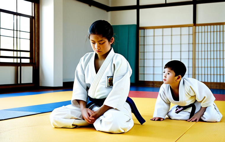 **
"A group of young Judo students, fully clothed in clean Judo uniforms, practicing techniques in a bright and spacious dojo, appropriate attire, safe for work, perfect anatomy, natural proportions, action shot, family-friendly environment."
**