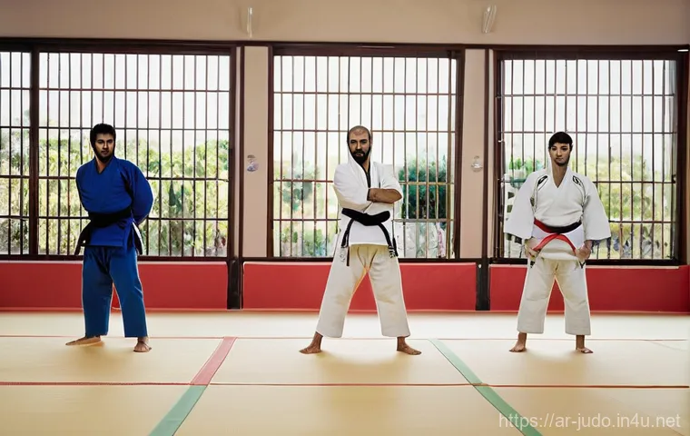 유도 캠프 가성비 비교 - **Vibrant Judo Training in an Arab Dojo:**
    A dynamic image depicting a diverse group of male and...