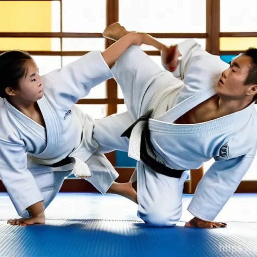 유도와 체중 감량 - **Dynamic Action and Strength in the Dojo**
    "A highly dynamic shot of two adult judokas, one mal...