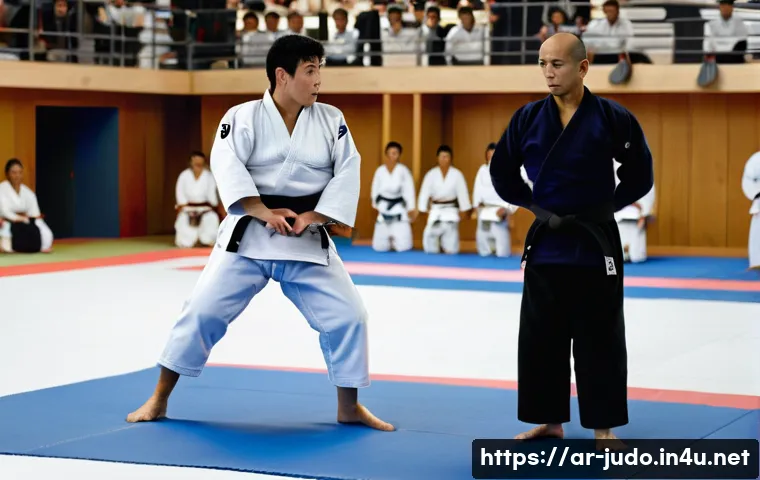 유도 경기에 필요한 심판 규정 - A professional judo referee in a formal official uniform including a crisp white shirt, navy tie, an...